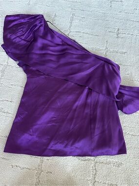 BCBG Fuchsia Silk One-Shoulder Women’s Top Sz XS